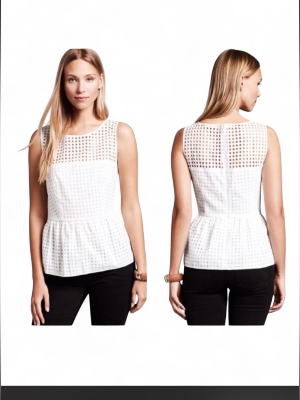 Banana Republic White Eyelet Peplum Camisole